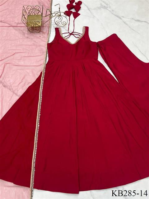 Rani Pink Color Fency Lace Work Anarkali