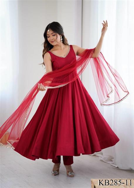 Rani Pink Color Fency Lace Work Anarkali
