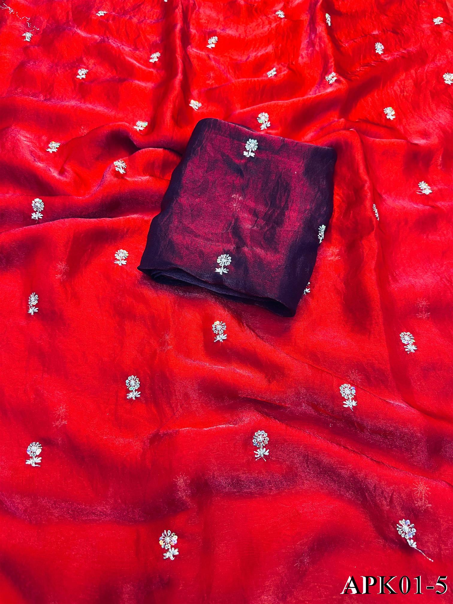 Fendy Sattin Dual Shaded With Zari Work Saree