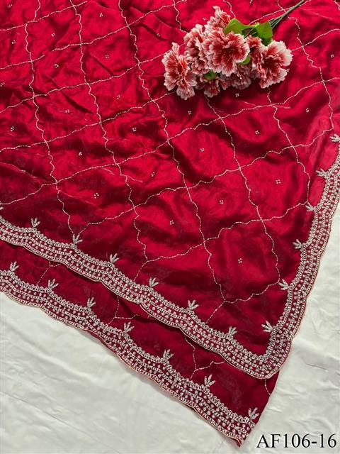 Pure Soft Fandy Silk With Daimond Khatli Work Saree
