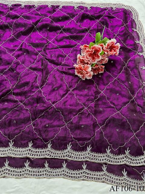 Pure Soft Fandy Silk With Daimond Khatli Work Saree