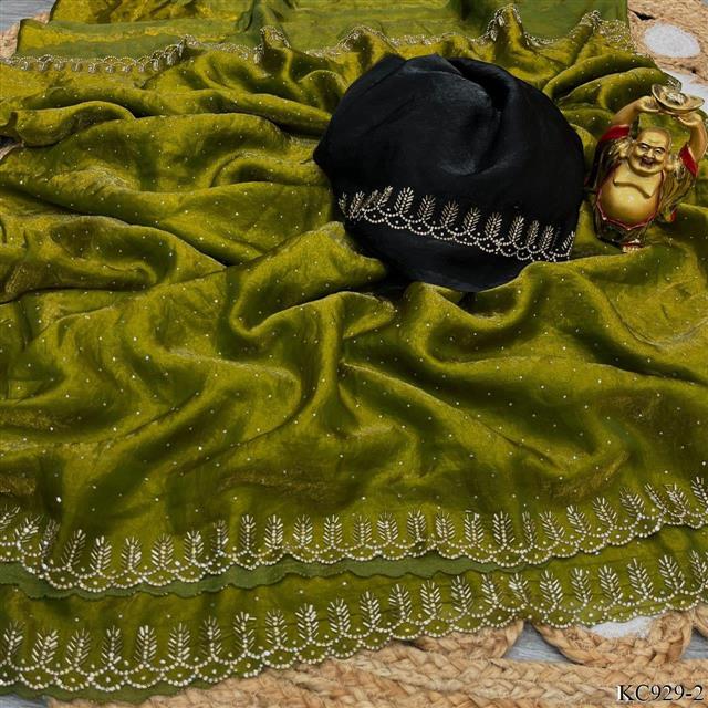 Space Silk Fabric With Jarkhan daimond Work Saree