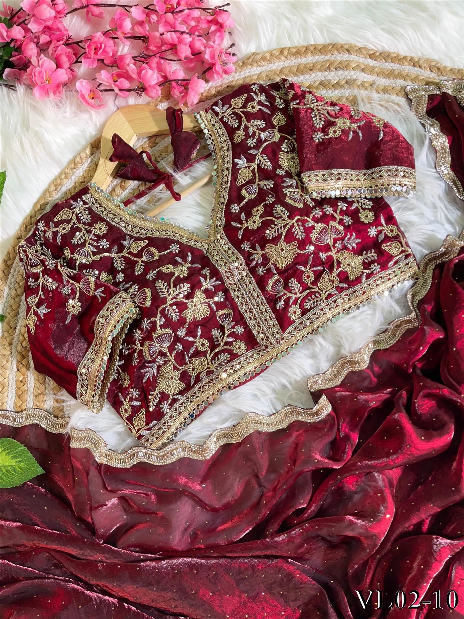Pure Soft Fendy Silk With Hand Jharkhand Work Saree