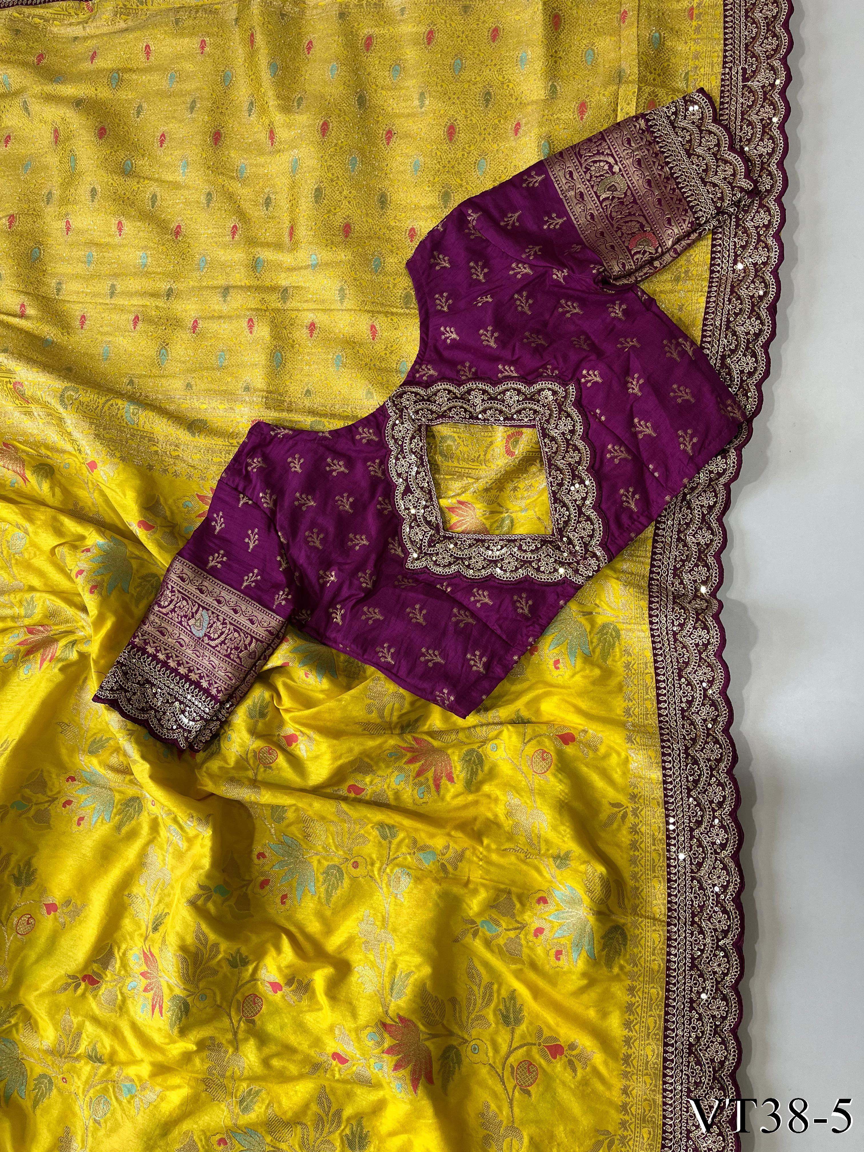 Pure Banarasi Silk With Weaving Flower Design Saree