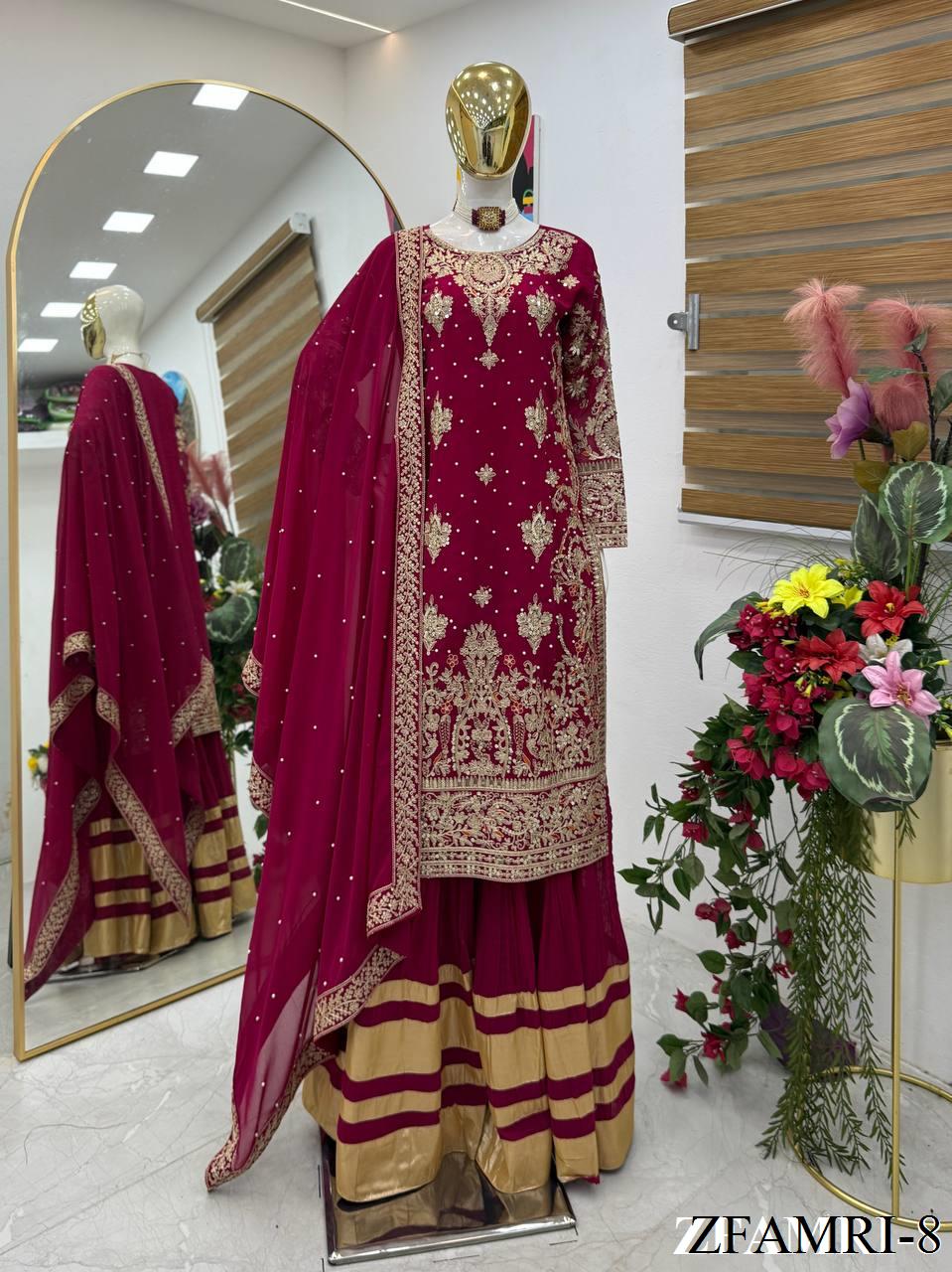 Beautifull Fox Georgette Codding Sequience Work Top Plazzo