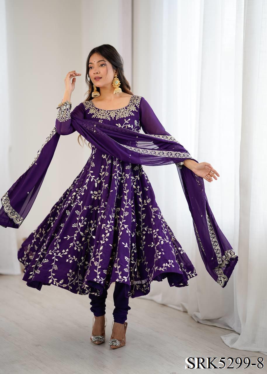 Heavy Faux Georgette Embroidery Work Anarkali