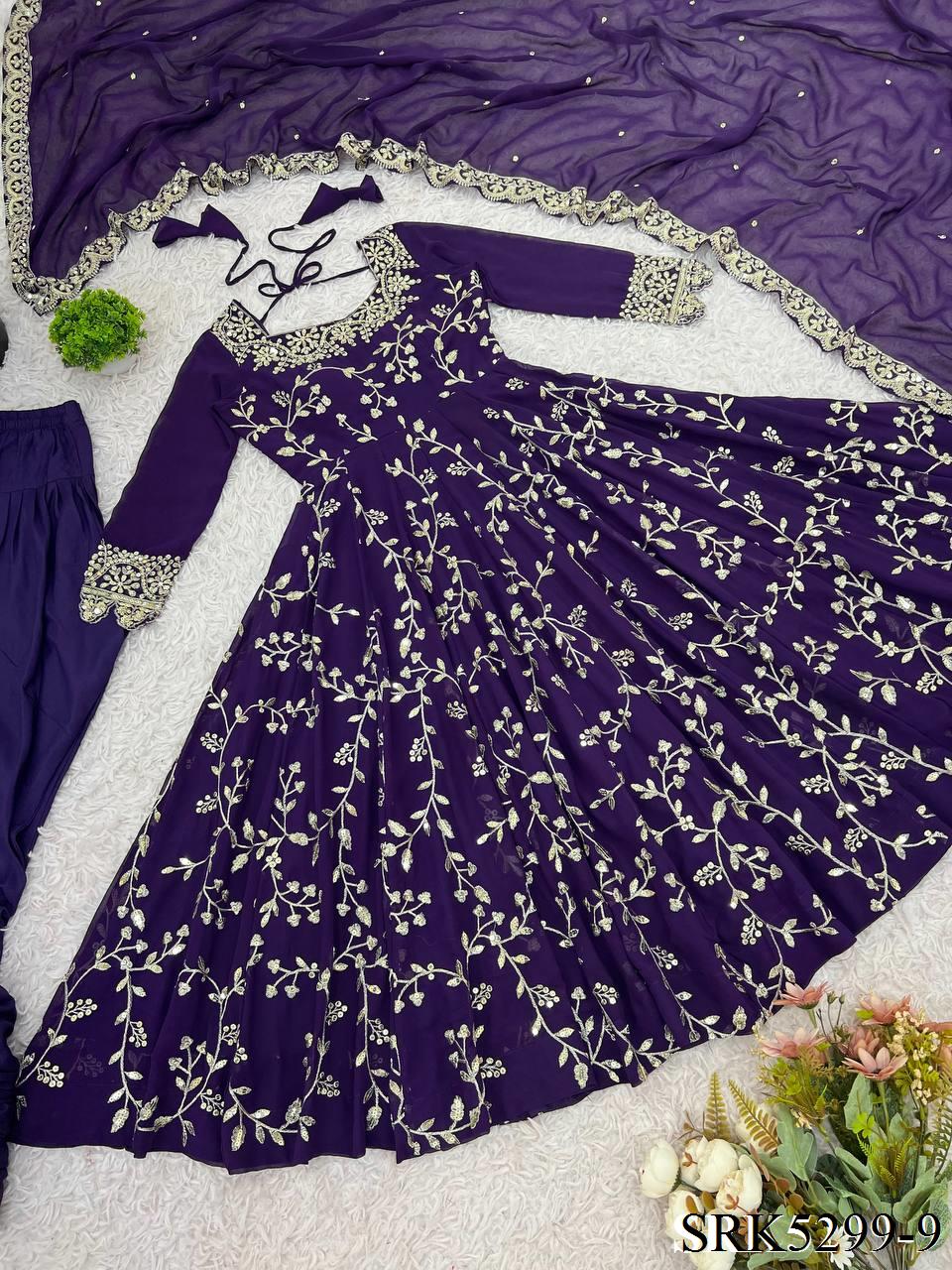 Heavy Faux Georgette Embroidery Work Anarkali