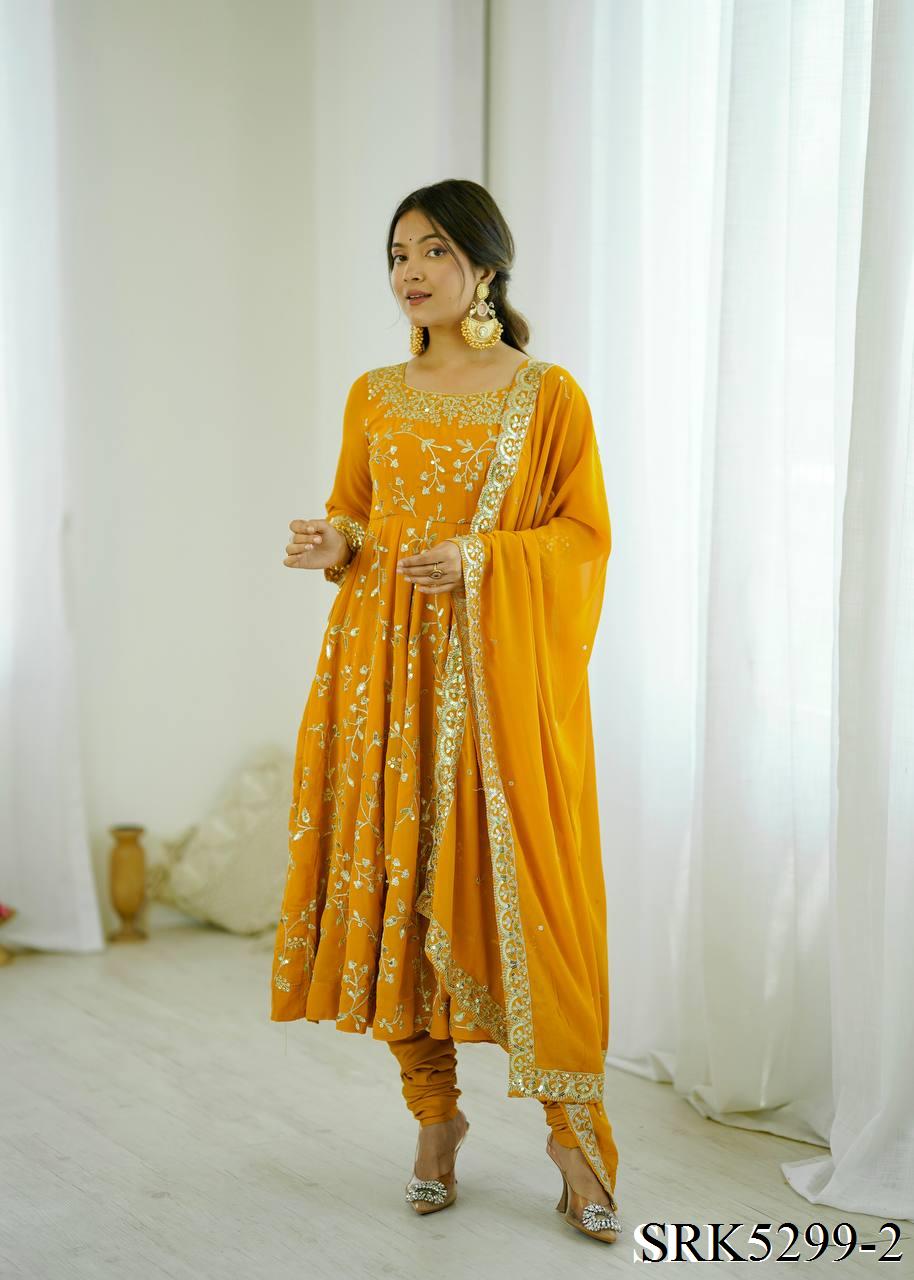 Heavy Faux Georgette Embroidery Work Anarkali