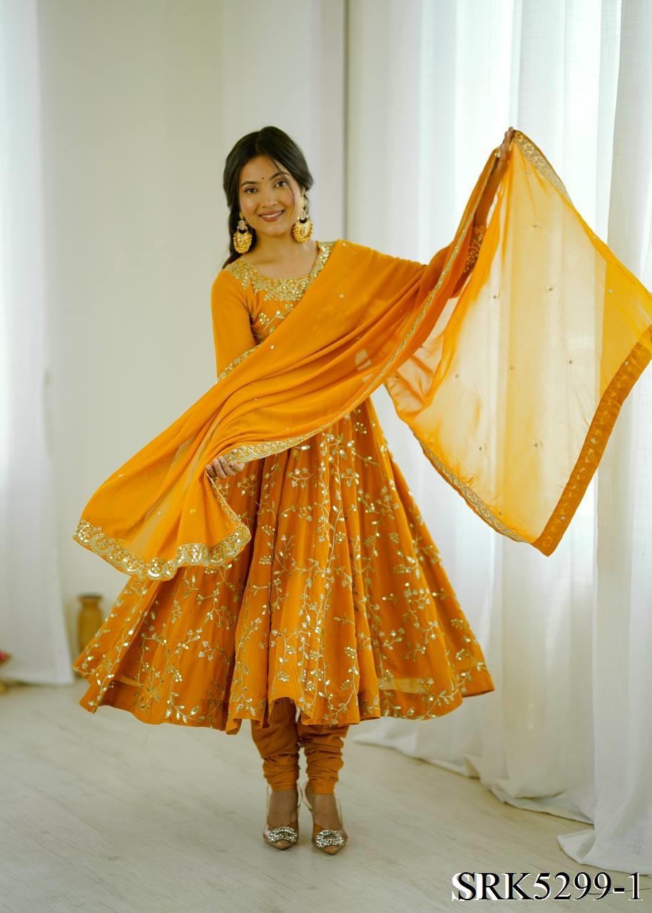 Heavy Faux Georgette Embroidery Work Anarkali