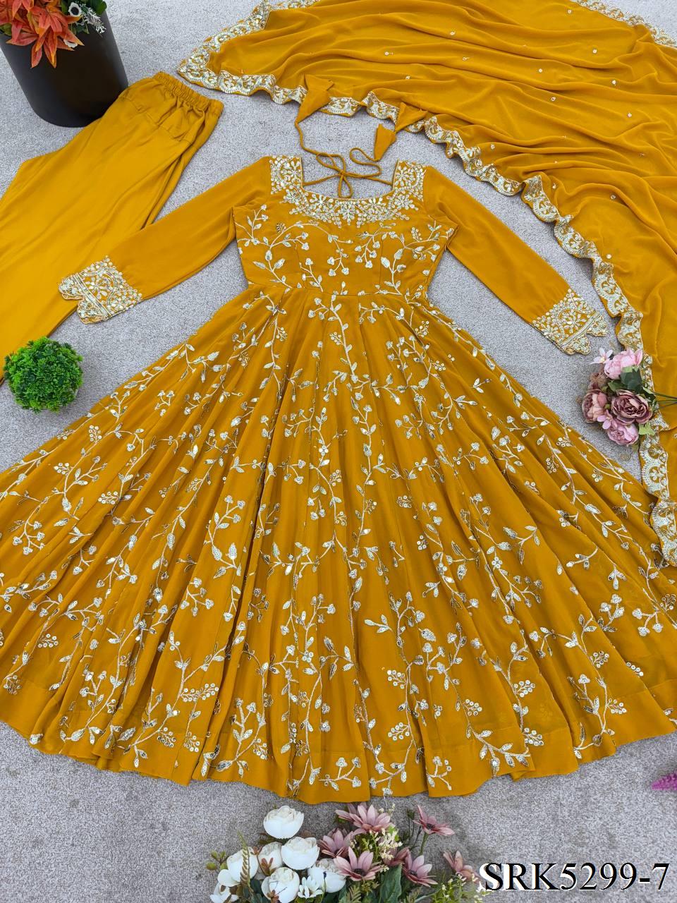 Heavy Faux Georgette Embroidery Work Anarkali