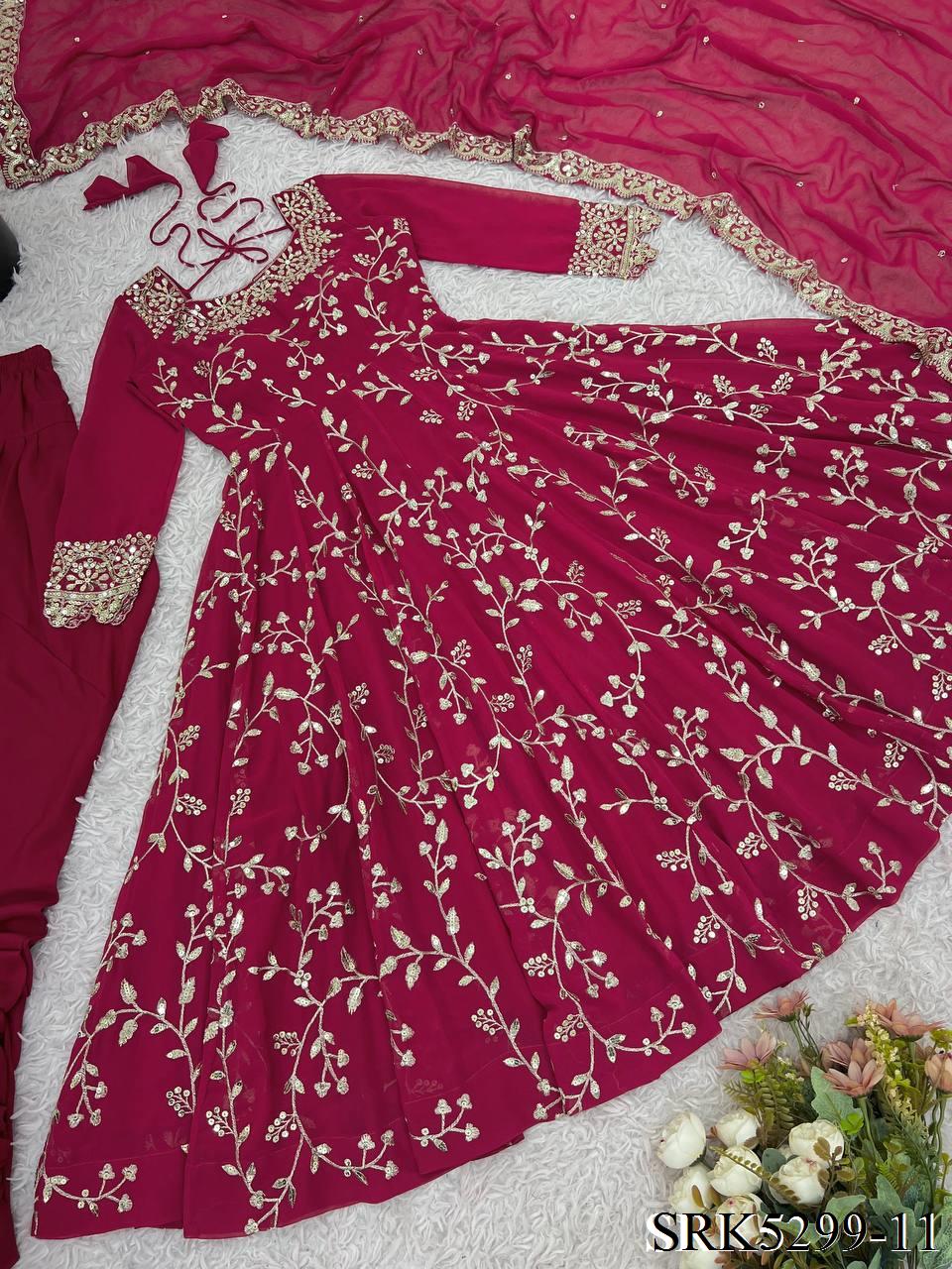 Heavy Faux Georgette Embroidery Work Anarkali