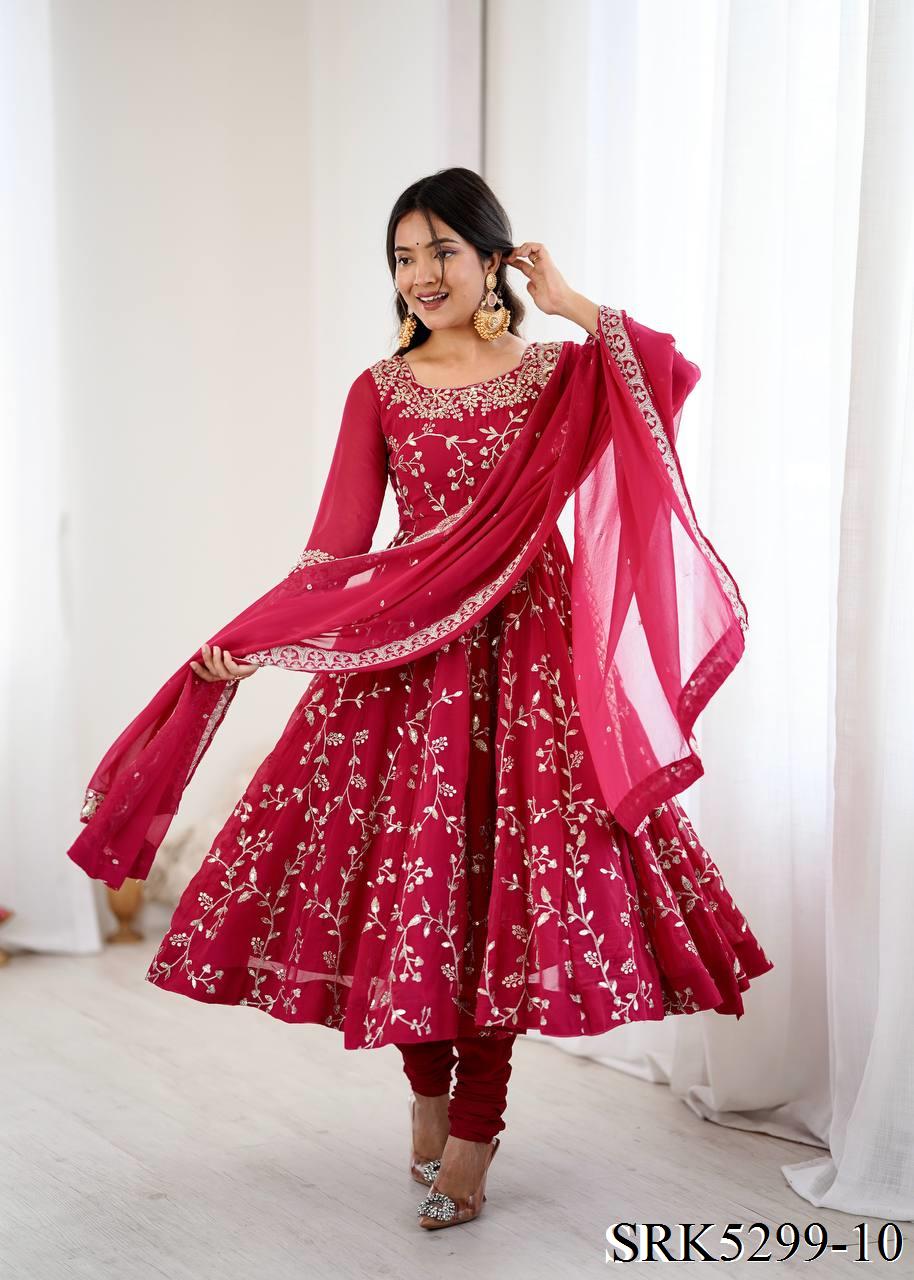 Heavy Faux Georgette Embroidery Work Anarkali