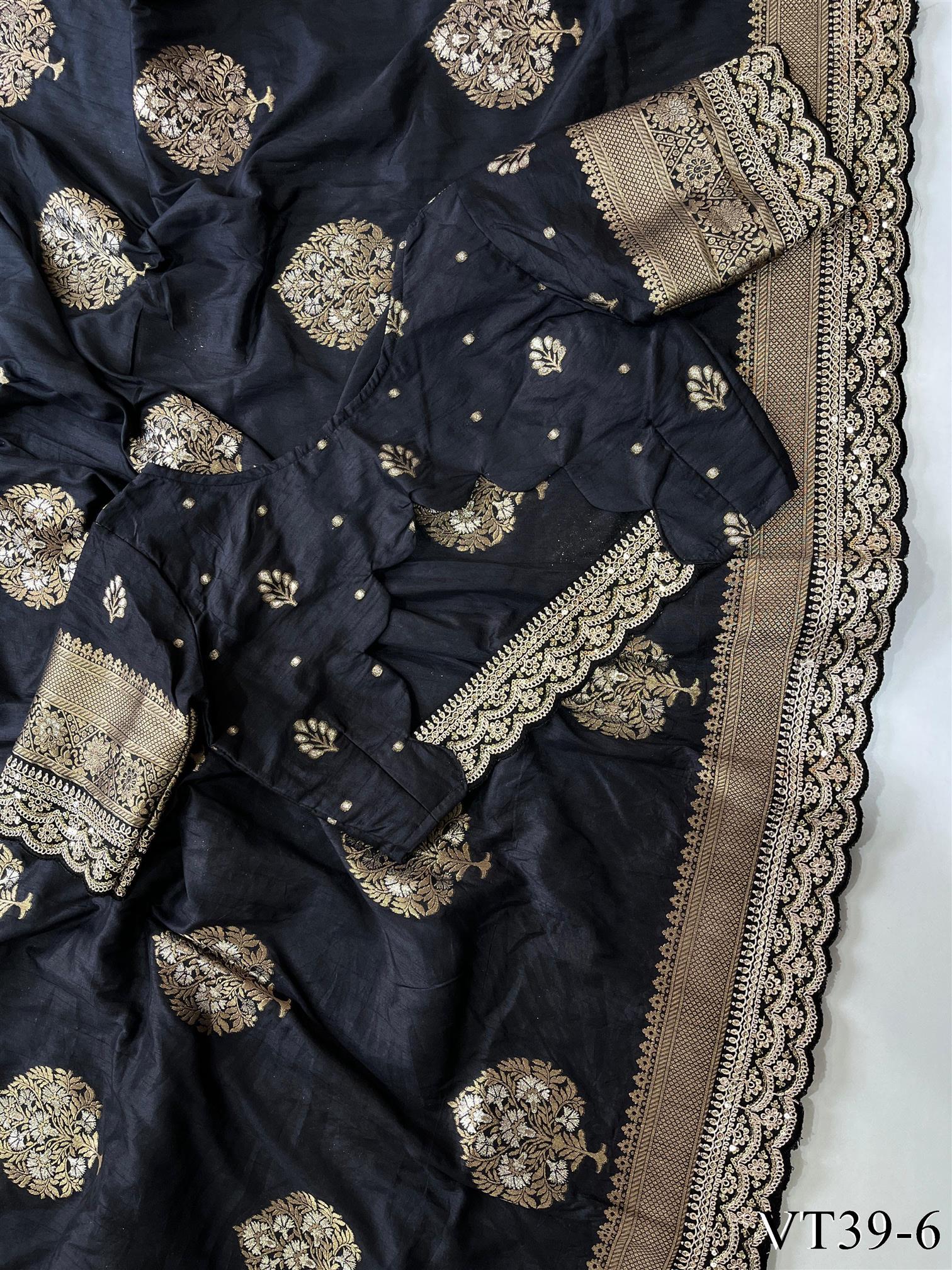 Pure Banarasi Fabric With Weaving Flower Work Saree