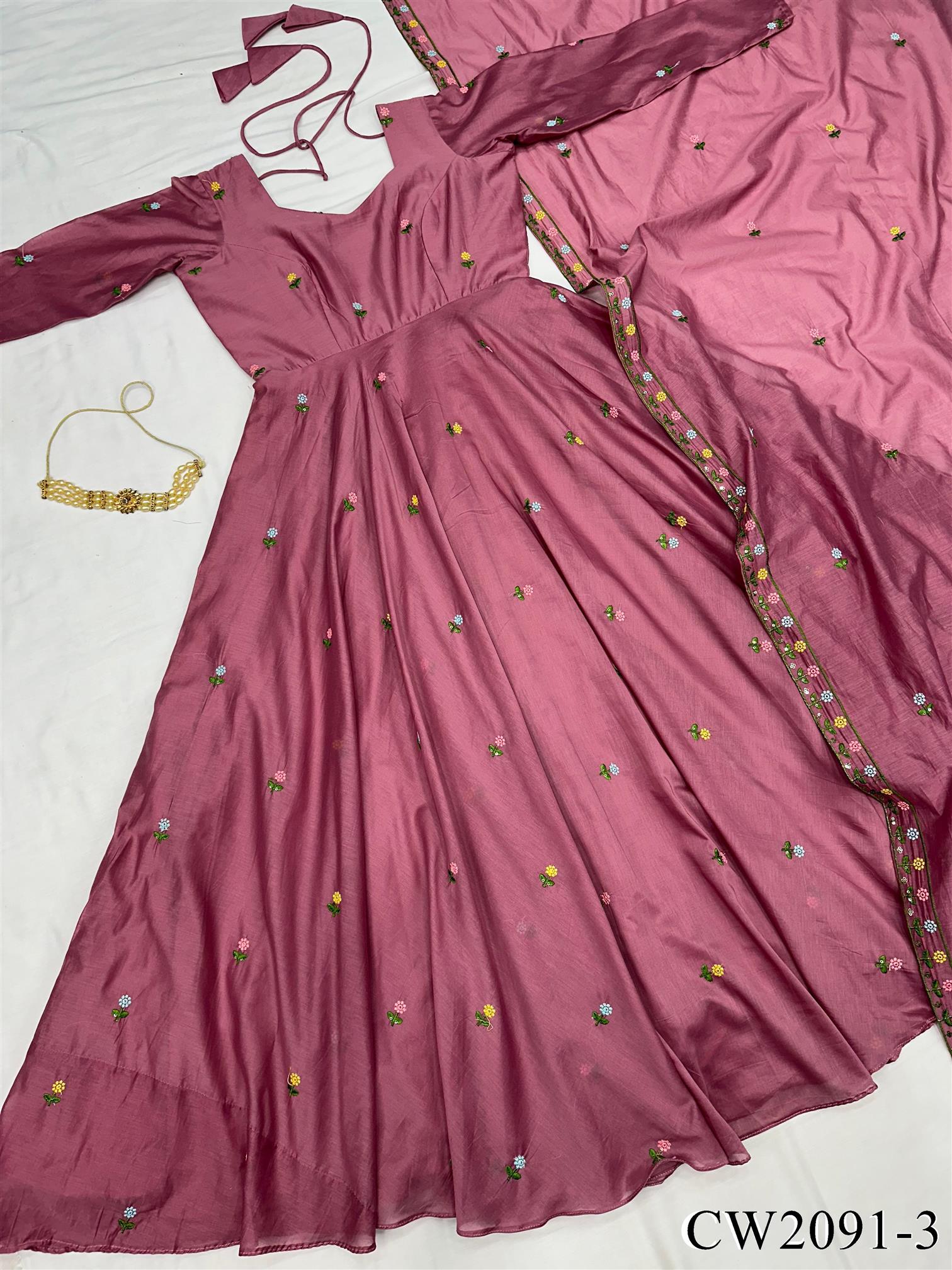 New Wear Zipsy Silk With Thread Shining Work Gown