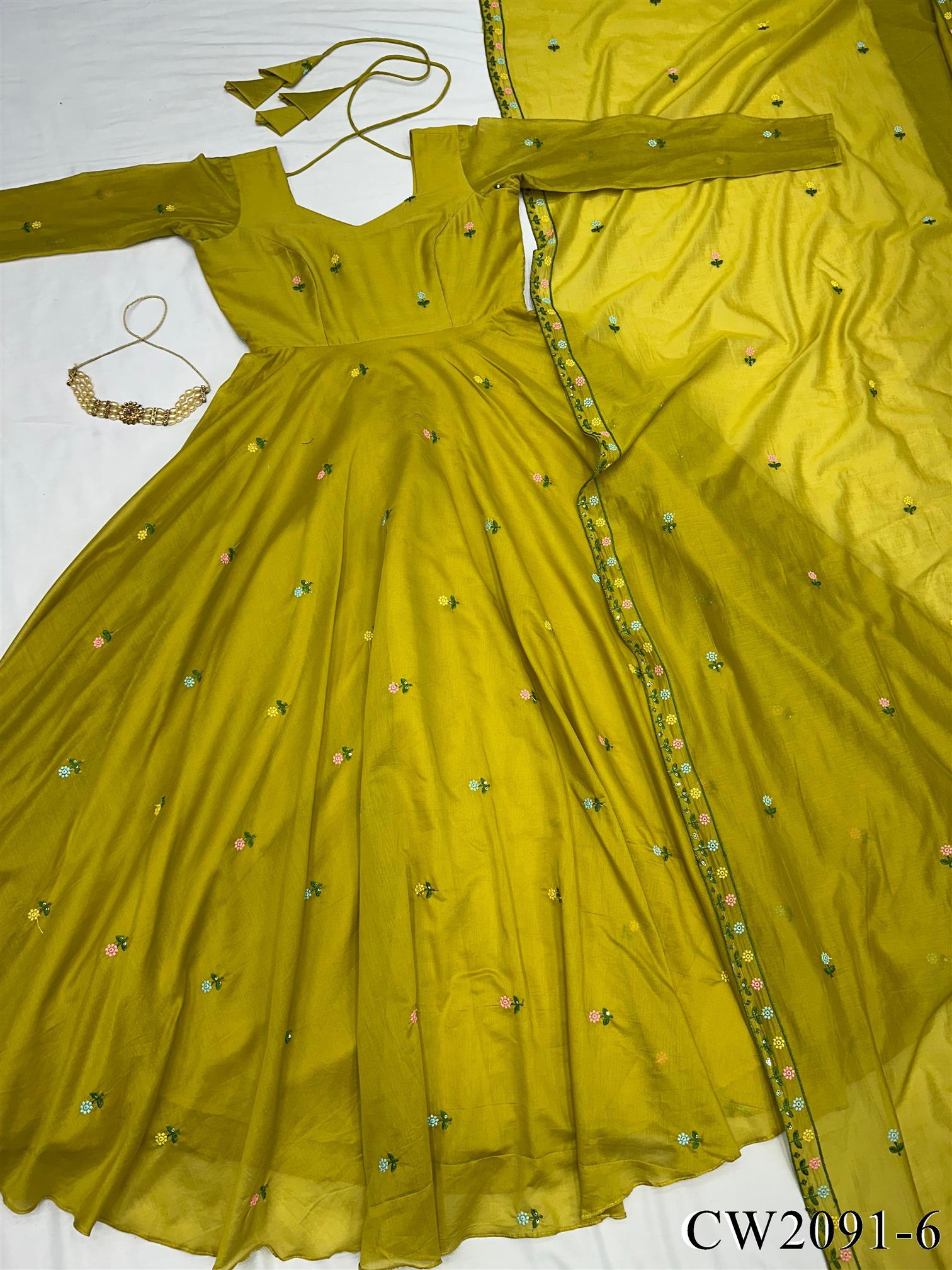New Wear Zipsy Silk With Thread Shining Work Gown