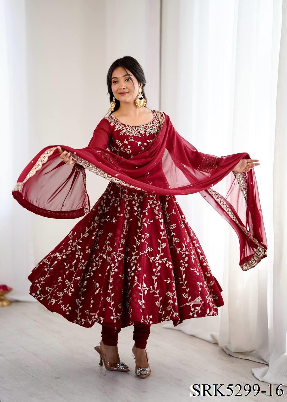 Heavy Faux Georgette Embroidery Work Anarkali