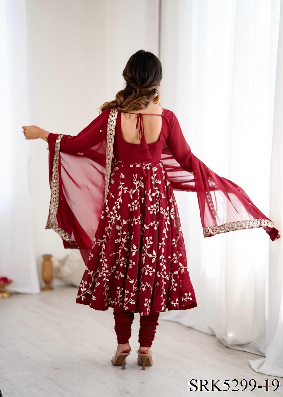 Heavy Faux Georgette Embroidery Work Anarkali