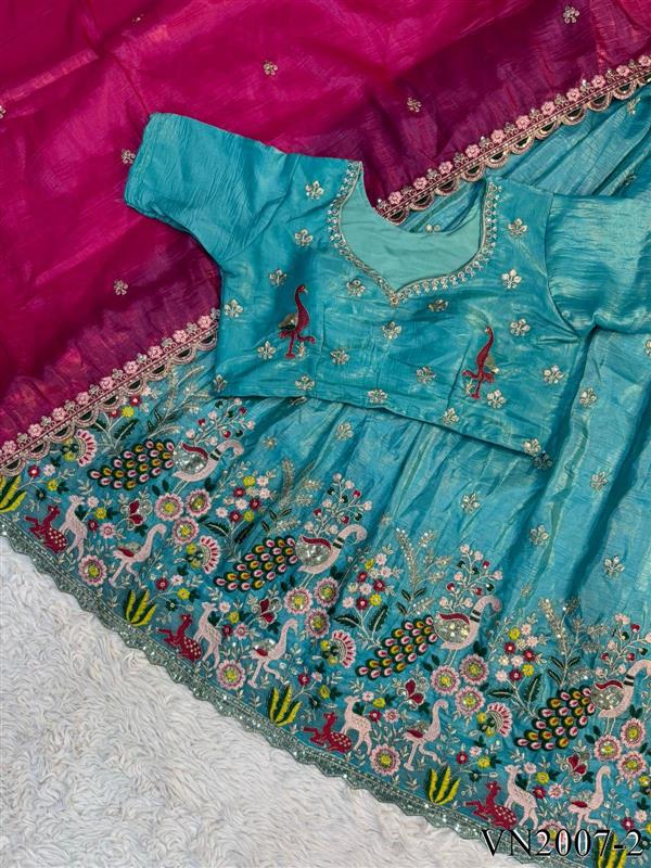 Pure Gold Crush Silk With Embroidery Sequience Work Lehennga