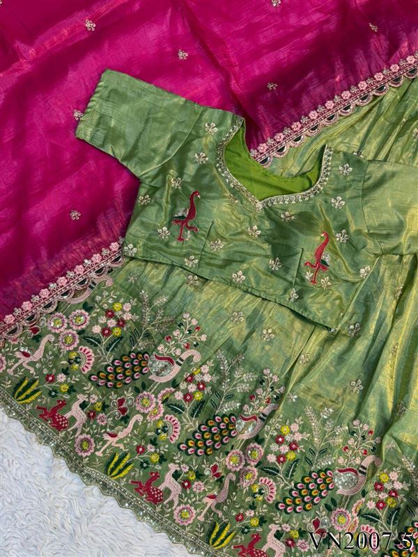 Pure Gold Crush Silk With Embroidery Sequience Work Lehennga