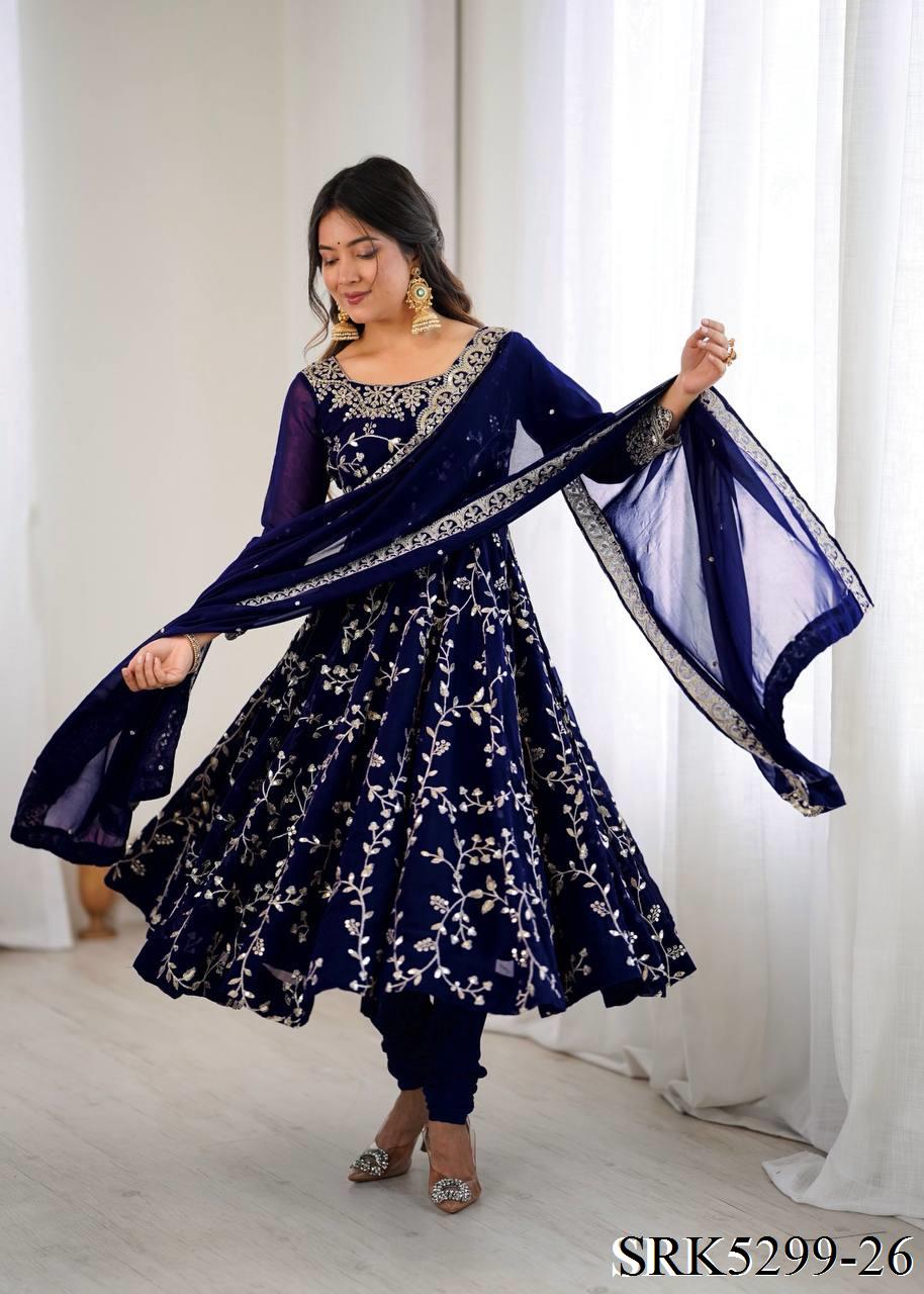 Heavy Faux Georgette Embroidery Work Anarkali