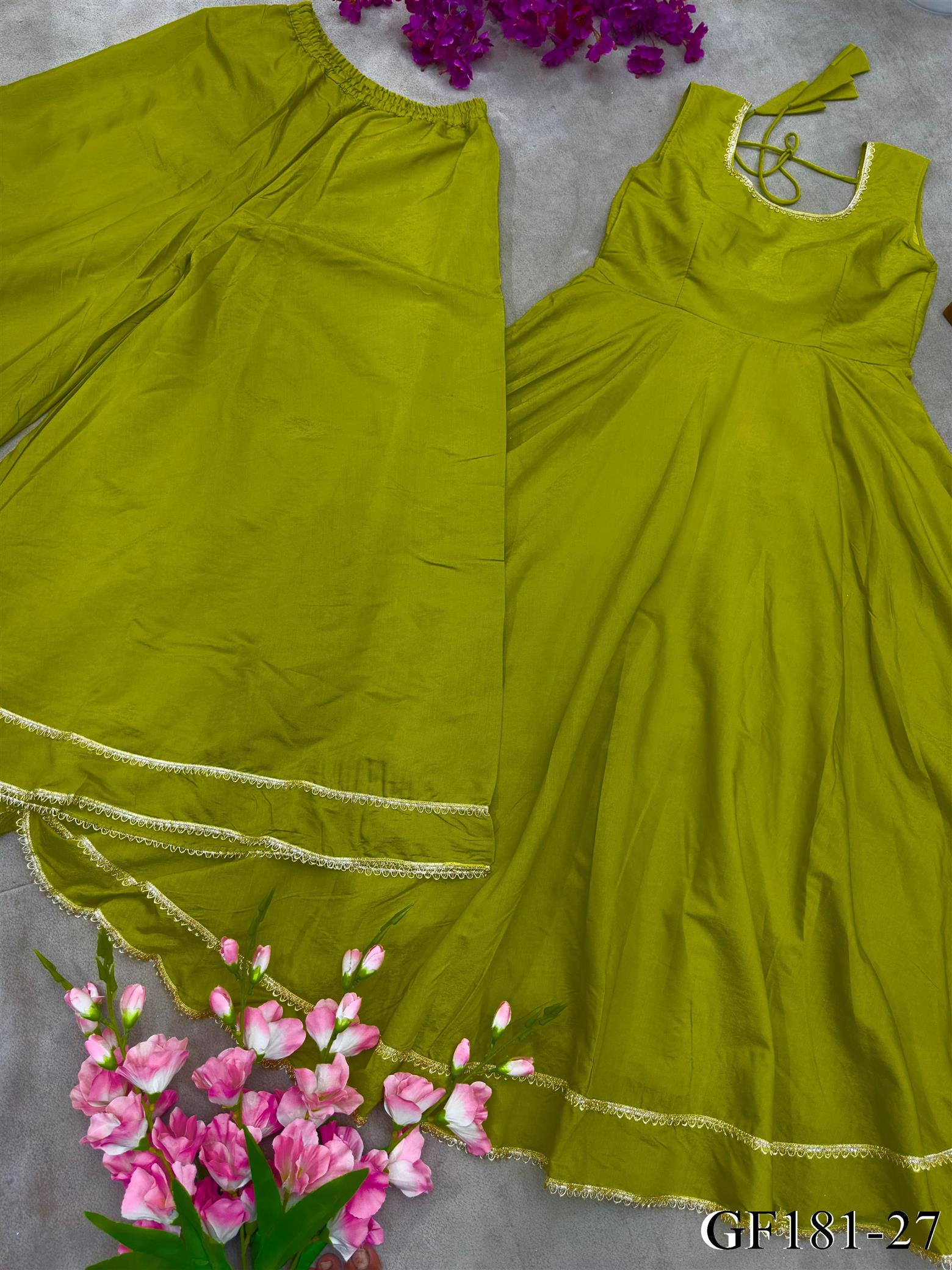 Simar Silk With Micro Cotton And Plain Work Gown