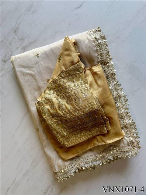 Tissue Silk With Embroidery Sequience Work Saree