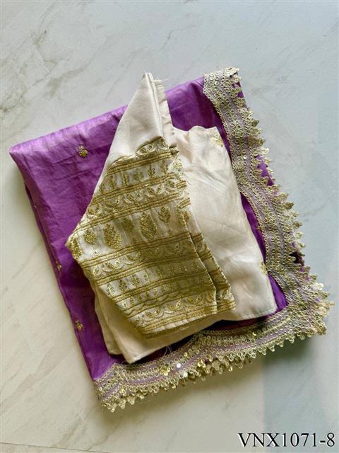 Tissue Silk With Embroidery Sequience Work Saree