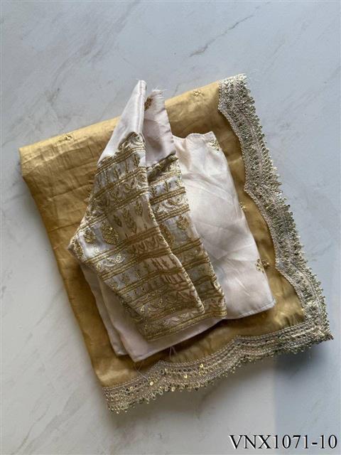 Tissue Silk With Embroidery Sequience Work Saree