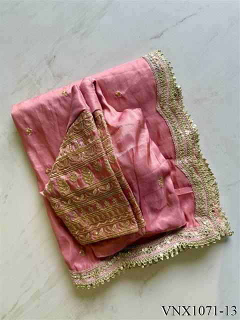 Tissue Silk With Embroidery Sequience Work Saree