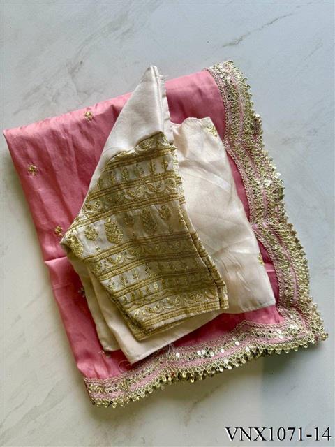 Tissue Silk With Embroidery Sequience Work Saree
