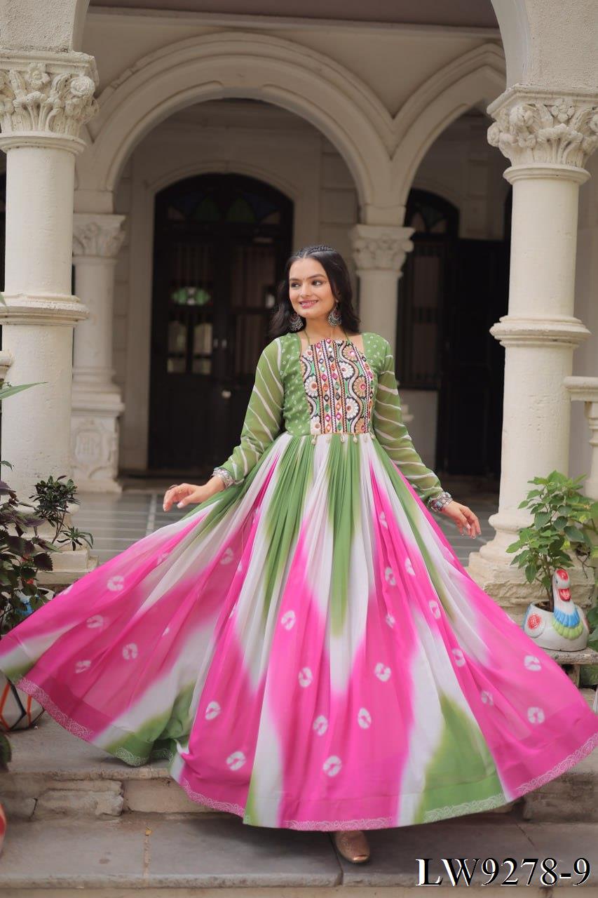 Navratri Special Fox Georgette Gamthi Work Gown