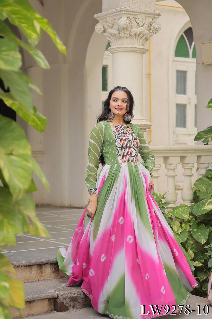 Navratri Special Fox Georgette Gamthi Work Gown