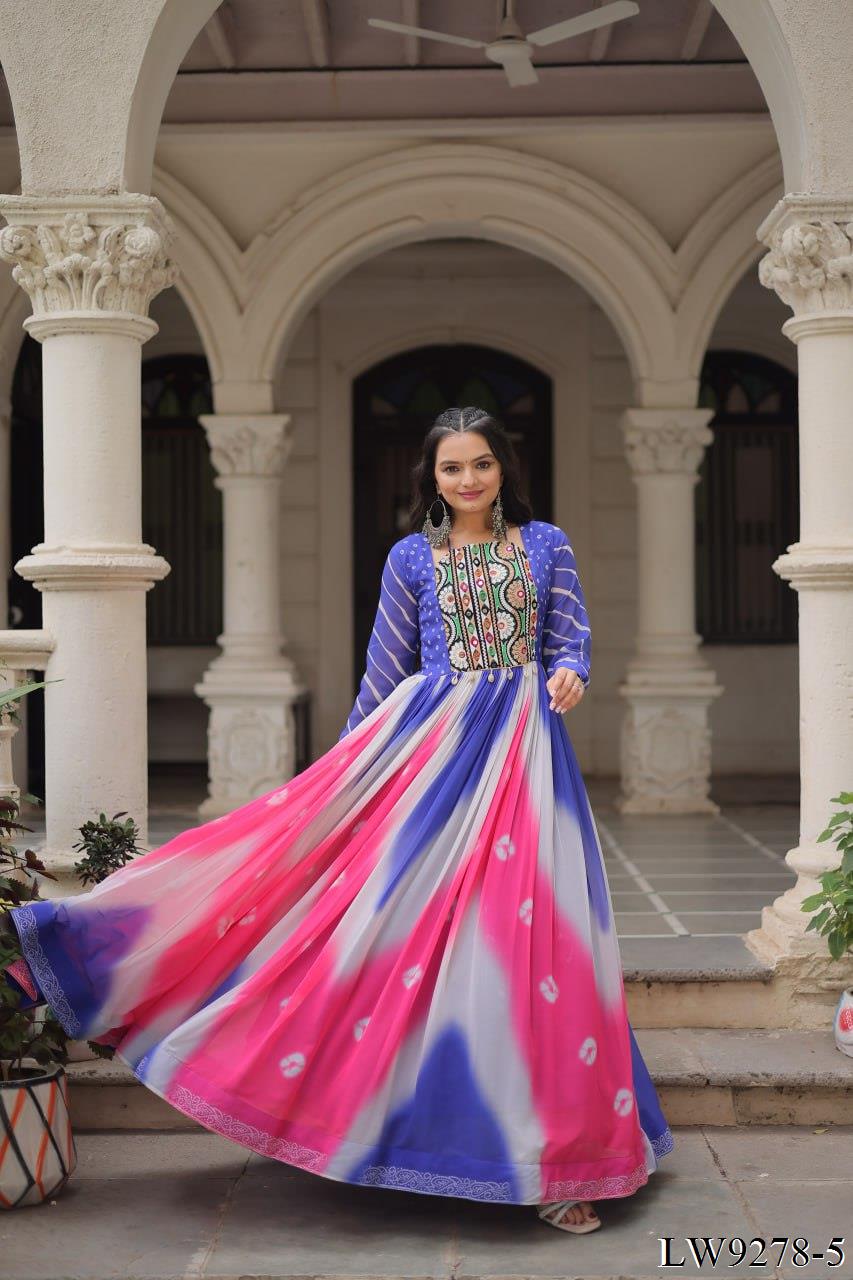 Navratri Special Fox Georgette Gamthi Work Gown