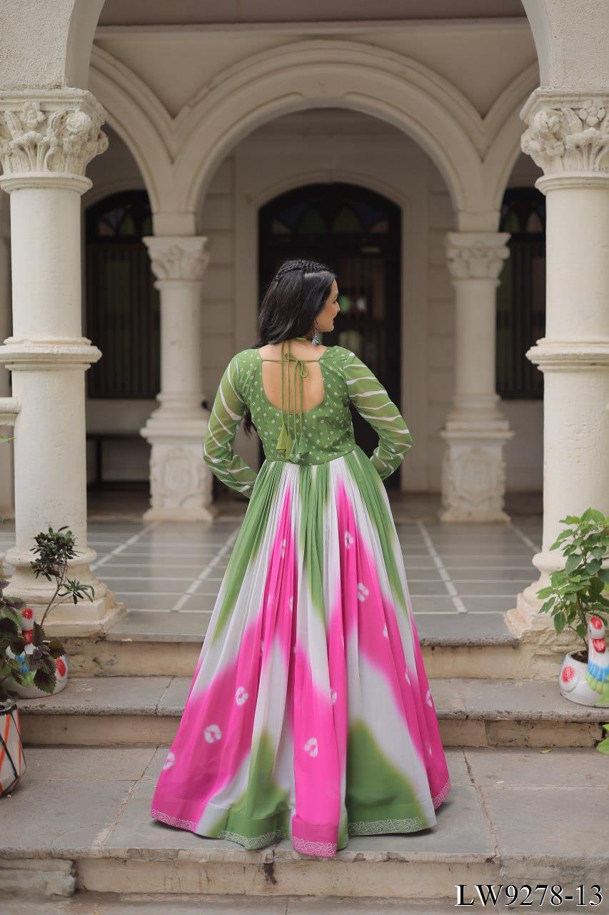 Navratri Special Fox Georgette Gamthi Work Gown