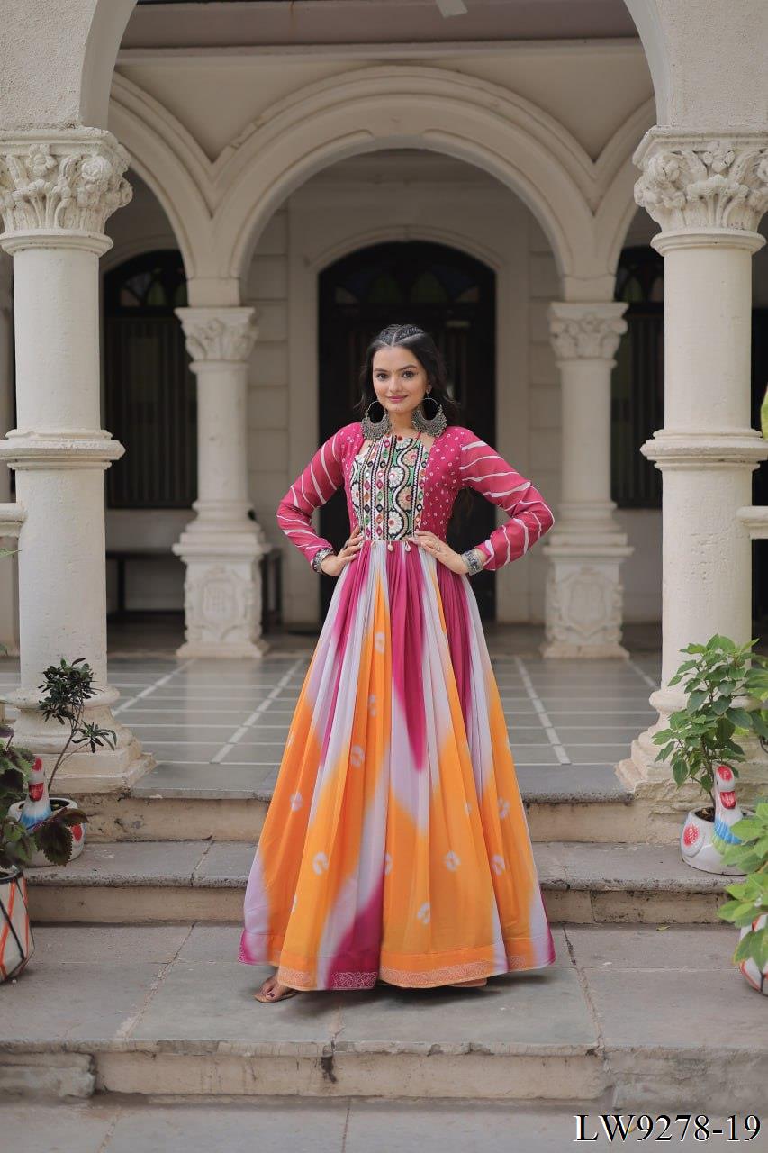 Navratri Special Fox Georgette Gamthi Work Gown
