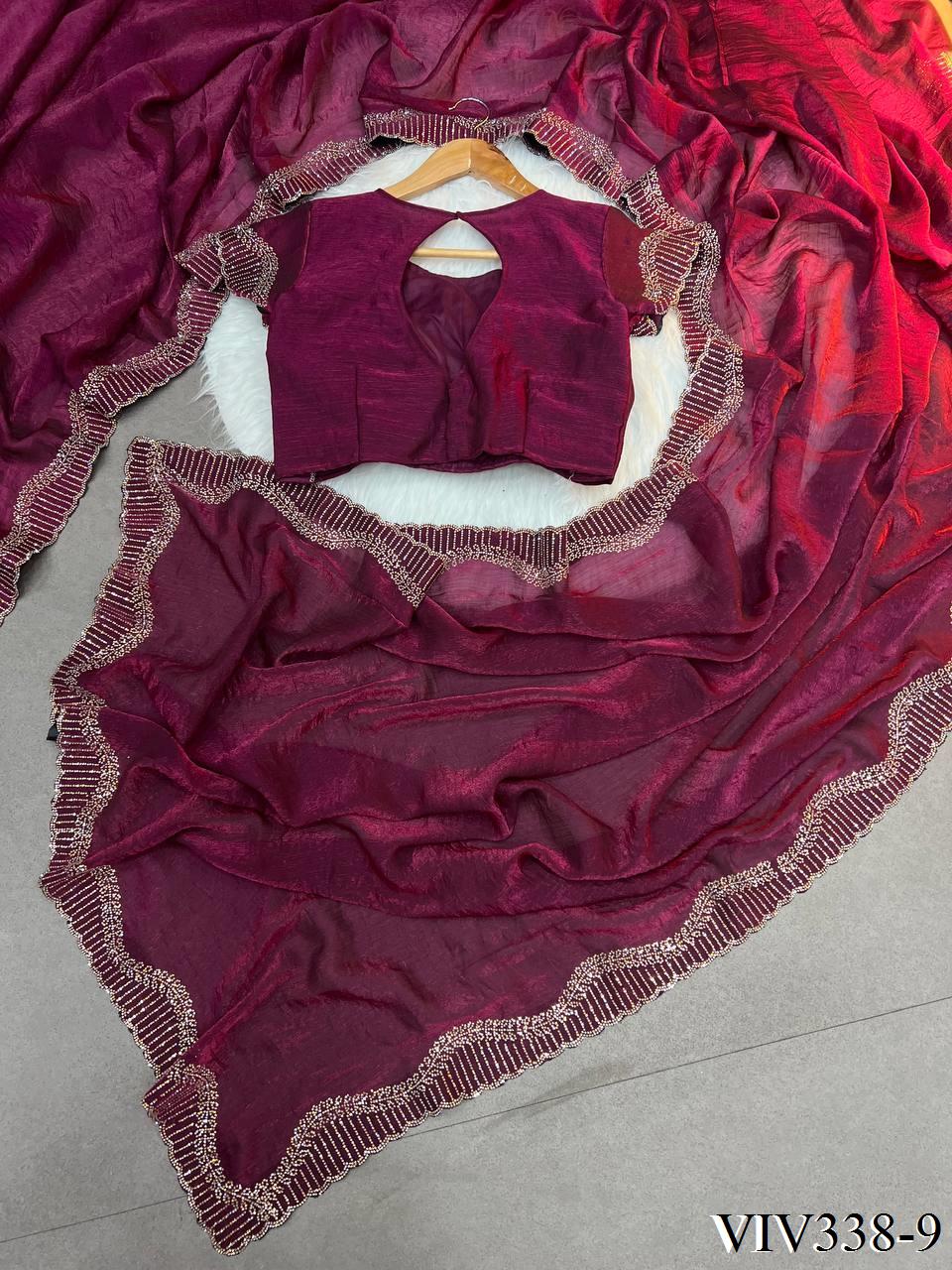 Space Silk Woth Rich Daimond Work Saree