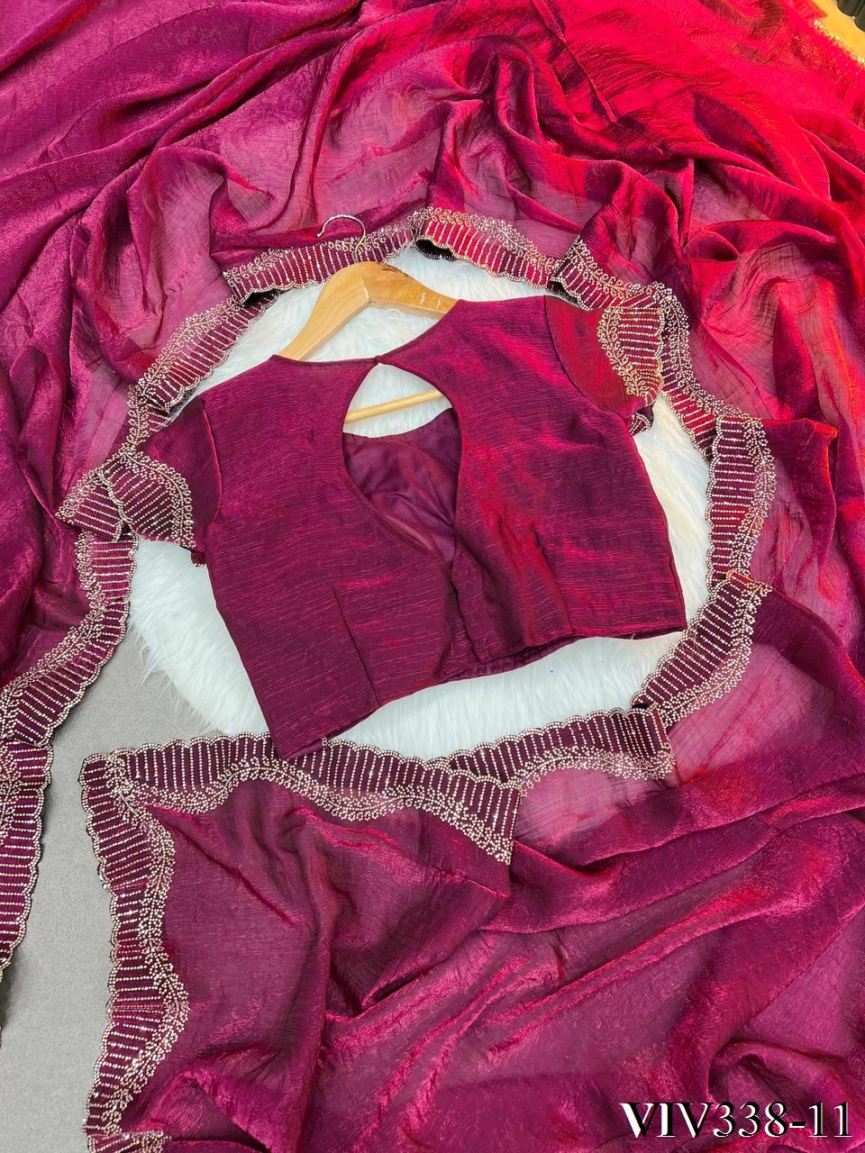 Space Silk Woth Rich Daimond Work Saree