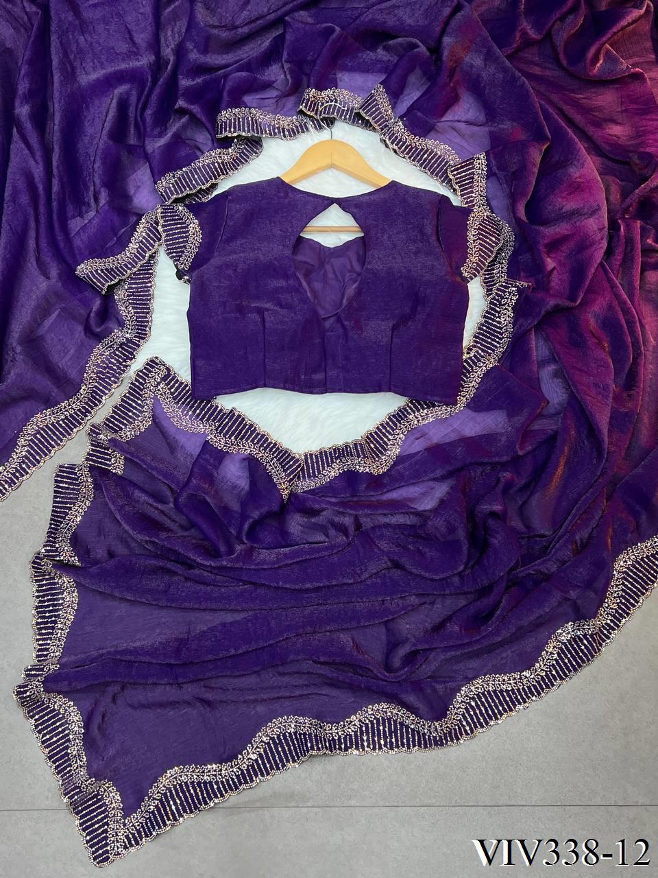 Space Silk Woth Rich Daimond Work Saree