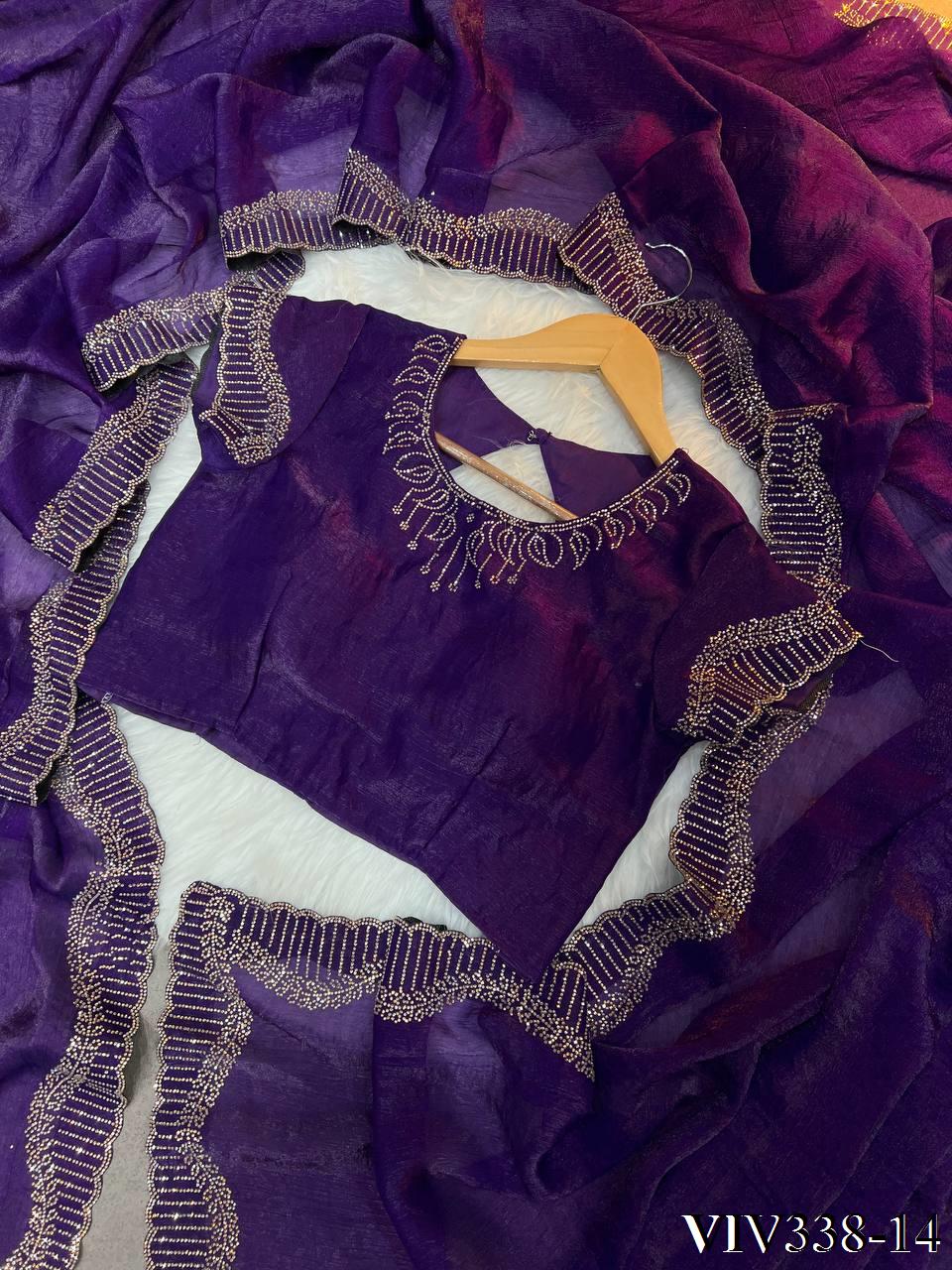 Space Silk Woth Rich Daimond Work Saree