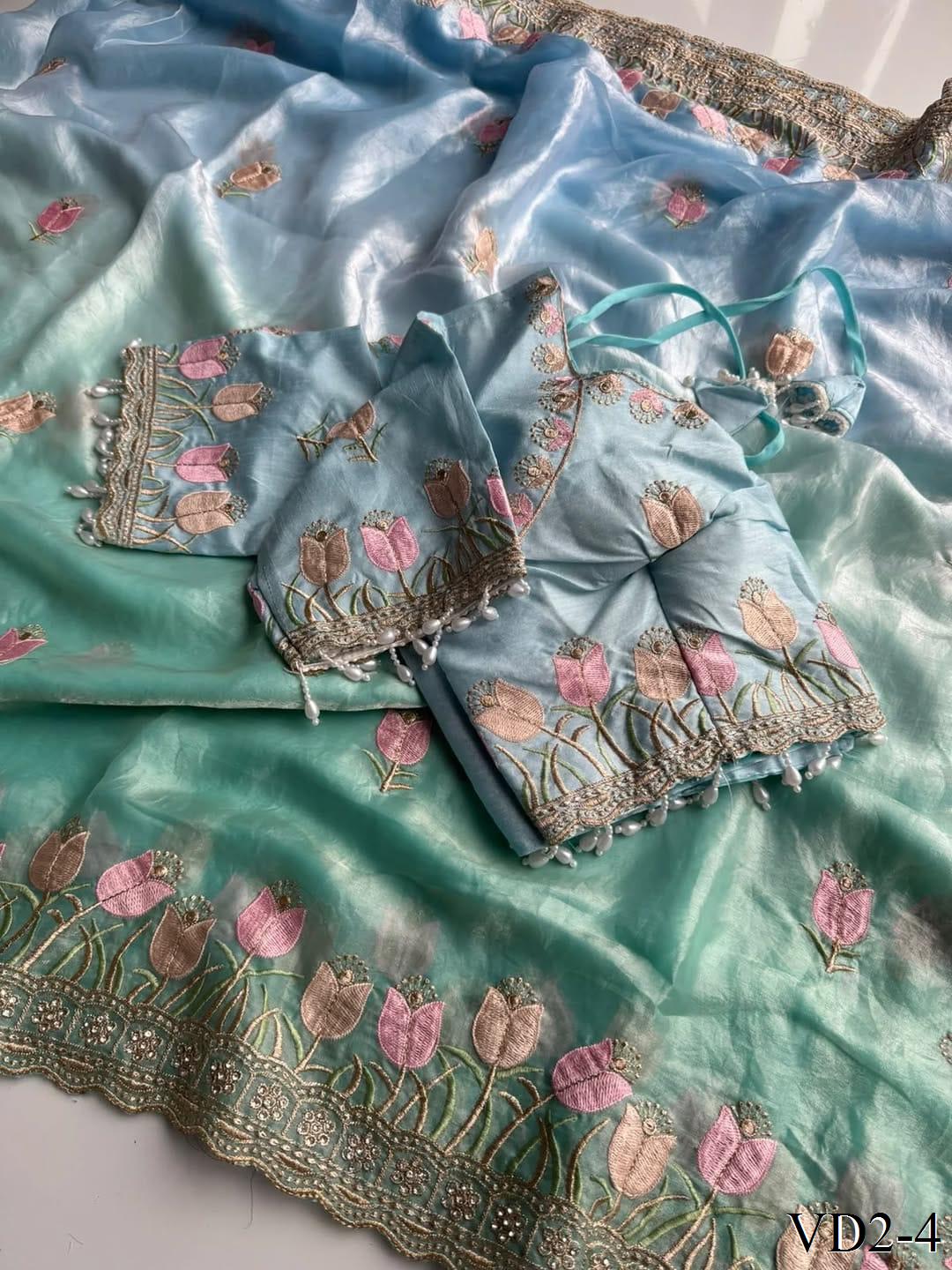 Pure Soft Fendy Pedding With Embroidery Work Saree