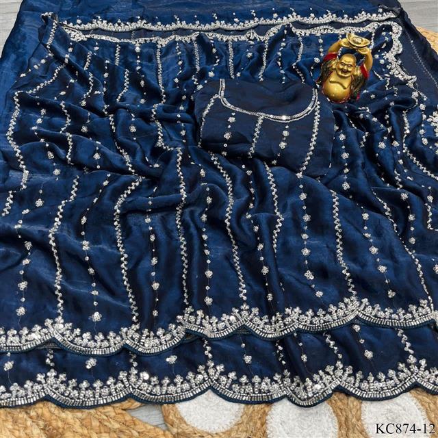 Space Silk With Original Beeds Work Saree