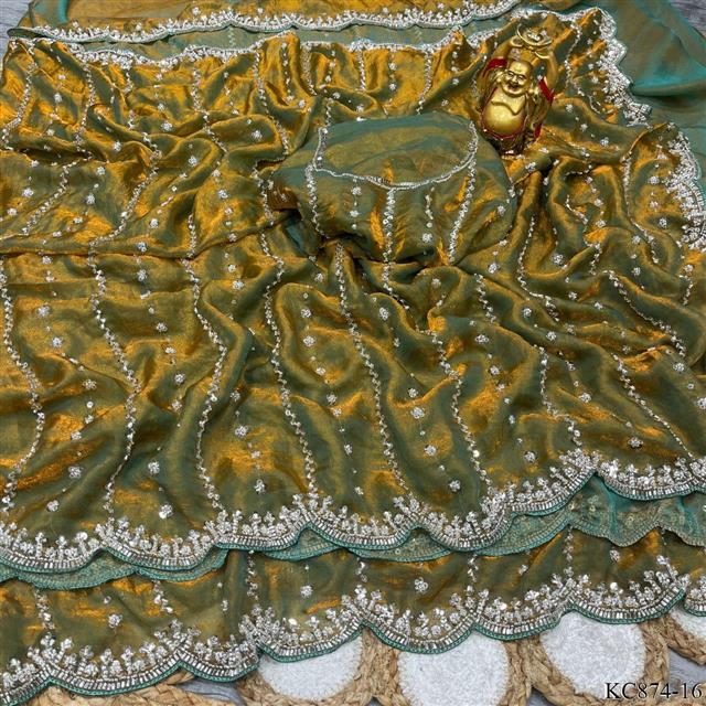 Space Silk With Original Beeds Work Saree