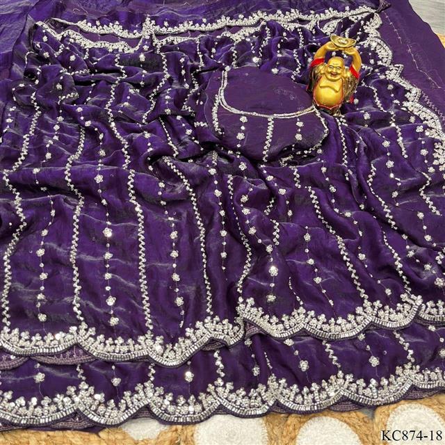 Space Silk With Original Beeds Work Saree