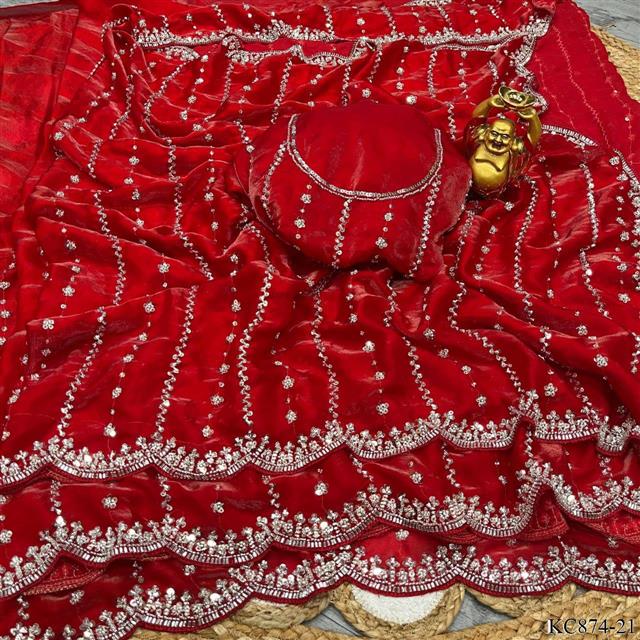 Space Silk With Original Beeds Work Saree