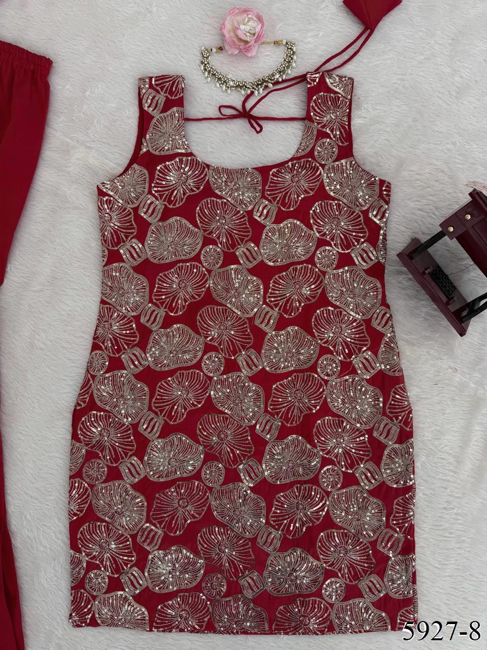 Maroon Color Simmer Silk With Thread And Sequience Work Top Sharara