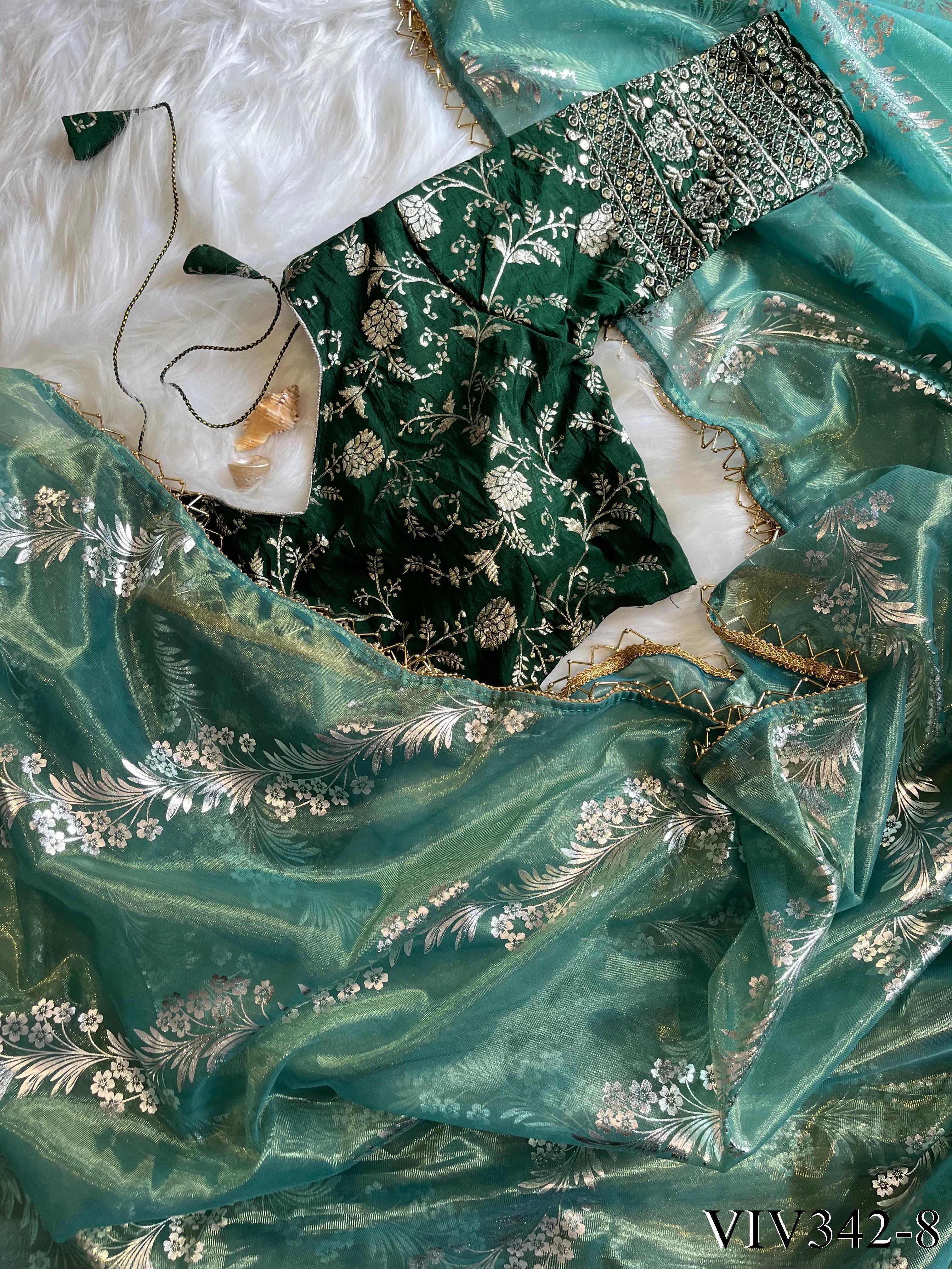 Golden Shaded Soft Fabric Wirh Hand Work Saree