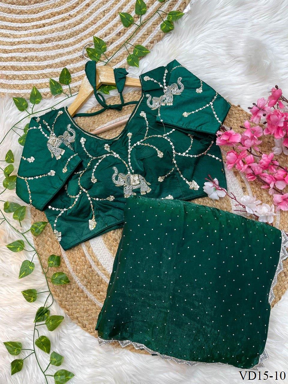 Pure Fendy Sartin Silk With Jarkhand Work Saree