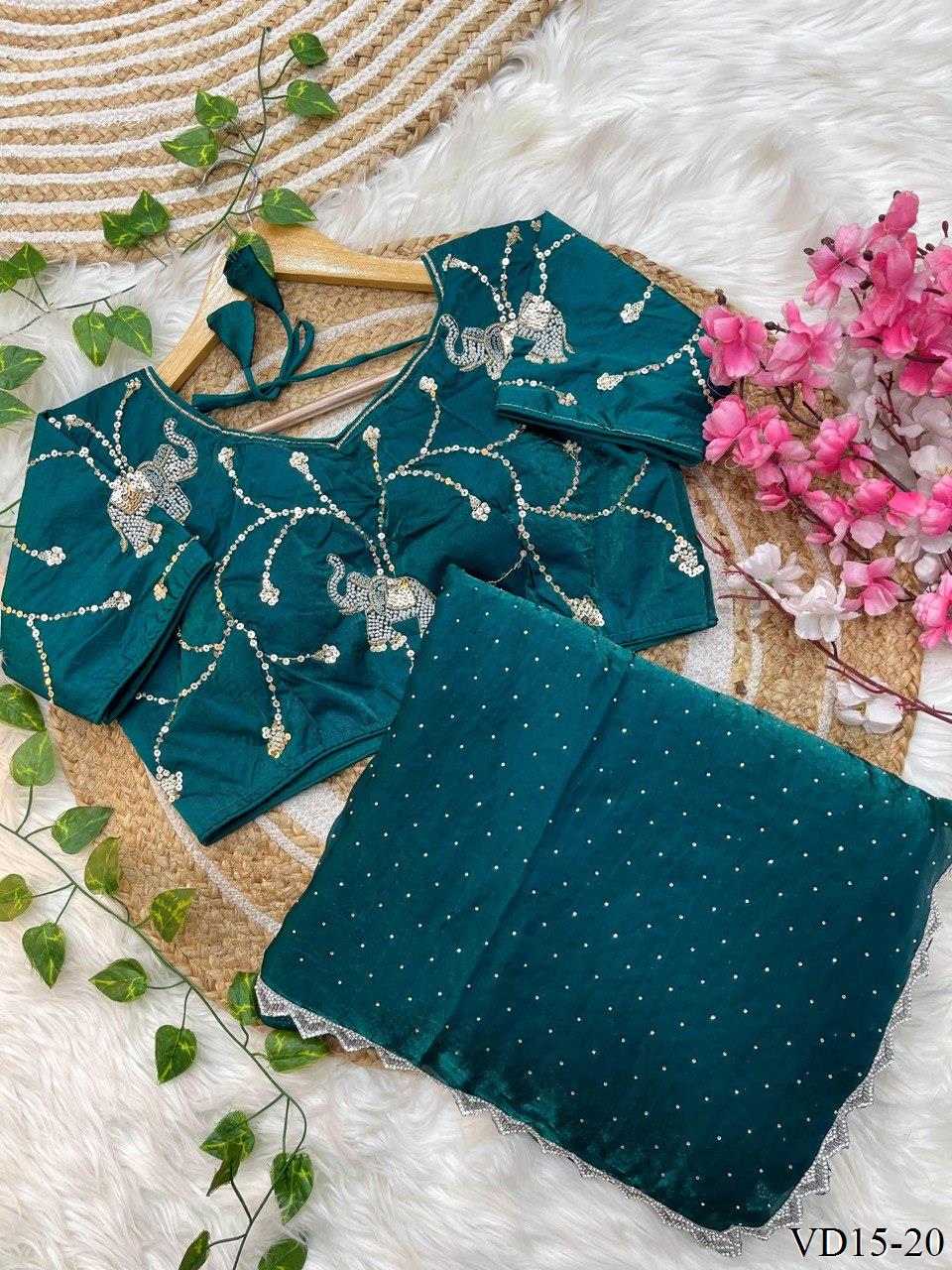 Pure Fendy Sartin Silk With Jarkhand Work Saree