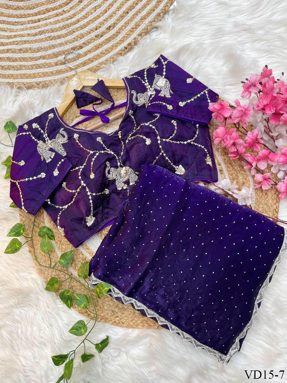 Pure Fendy Sartin Silk With Jarkhand Work Saree