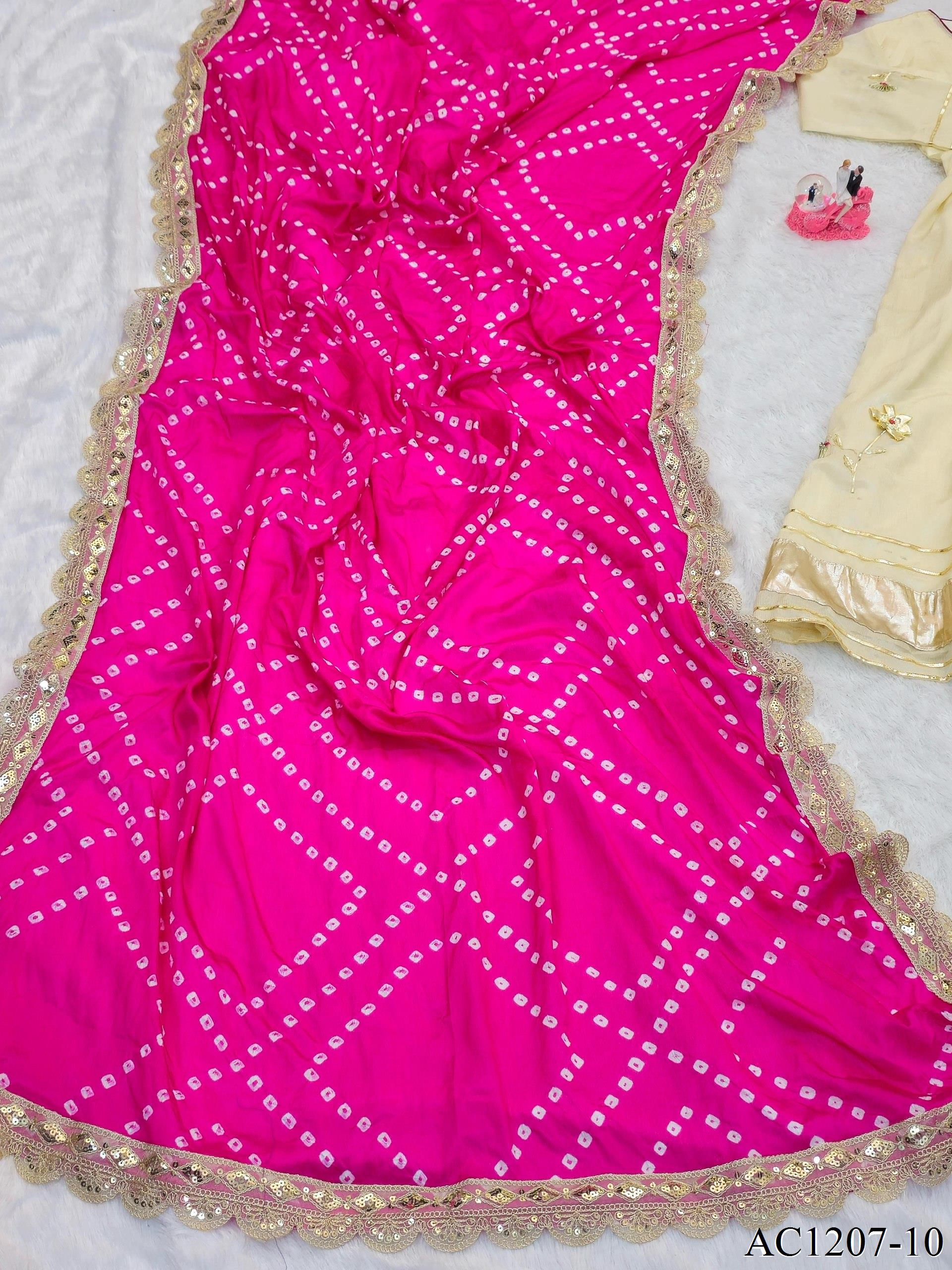 Off White Color Chinon With Hand Made Work Anarkali